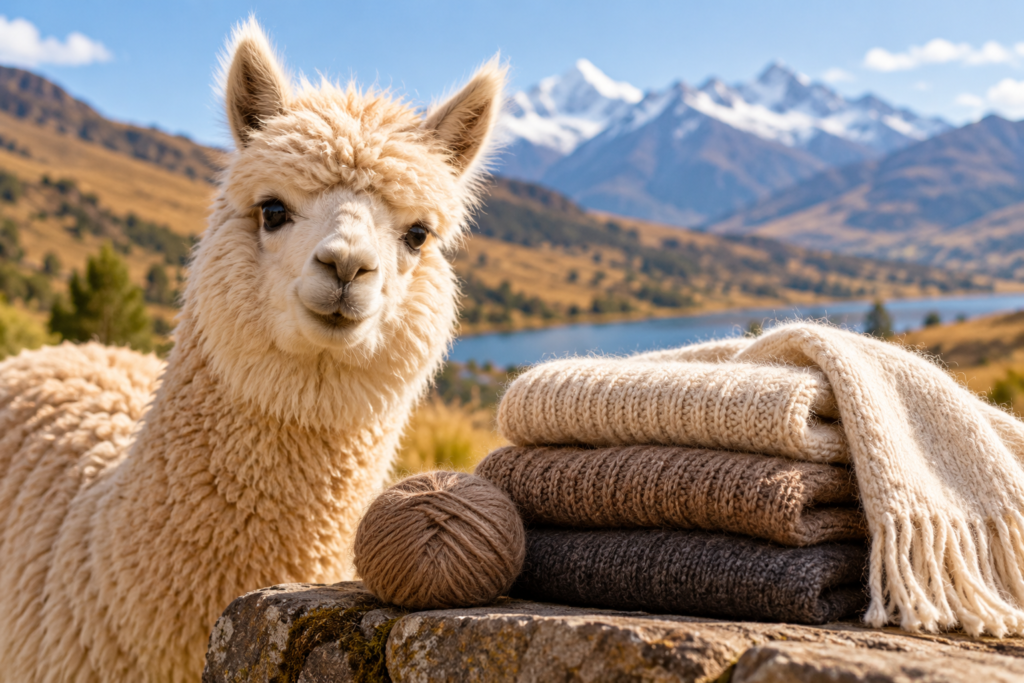 Alpaca with natural-fiber knitwear